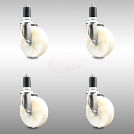 Service Caster 5 Inch 316SS Nylon Wheel Swivel 1-5/8 Inch Expanding Stem Caster Set SCC SCC-SS316EX20S514-NYS-158-4